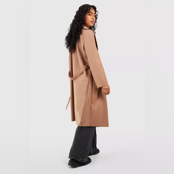 Boohoo Jackets & Blazers - NEW NWT Boohoo BELTED WATERFALL COAT Camel tan color women medium 8